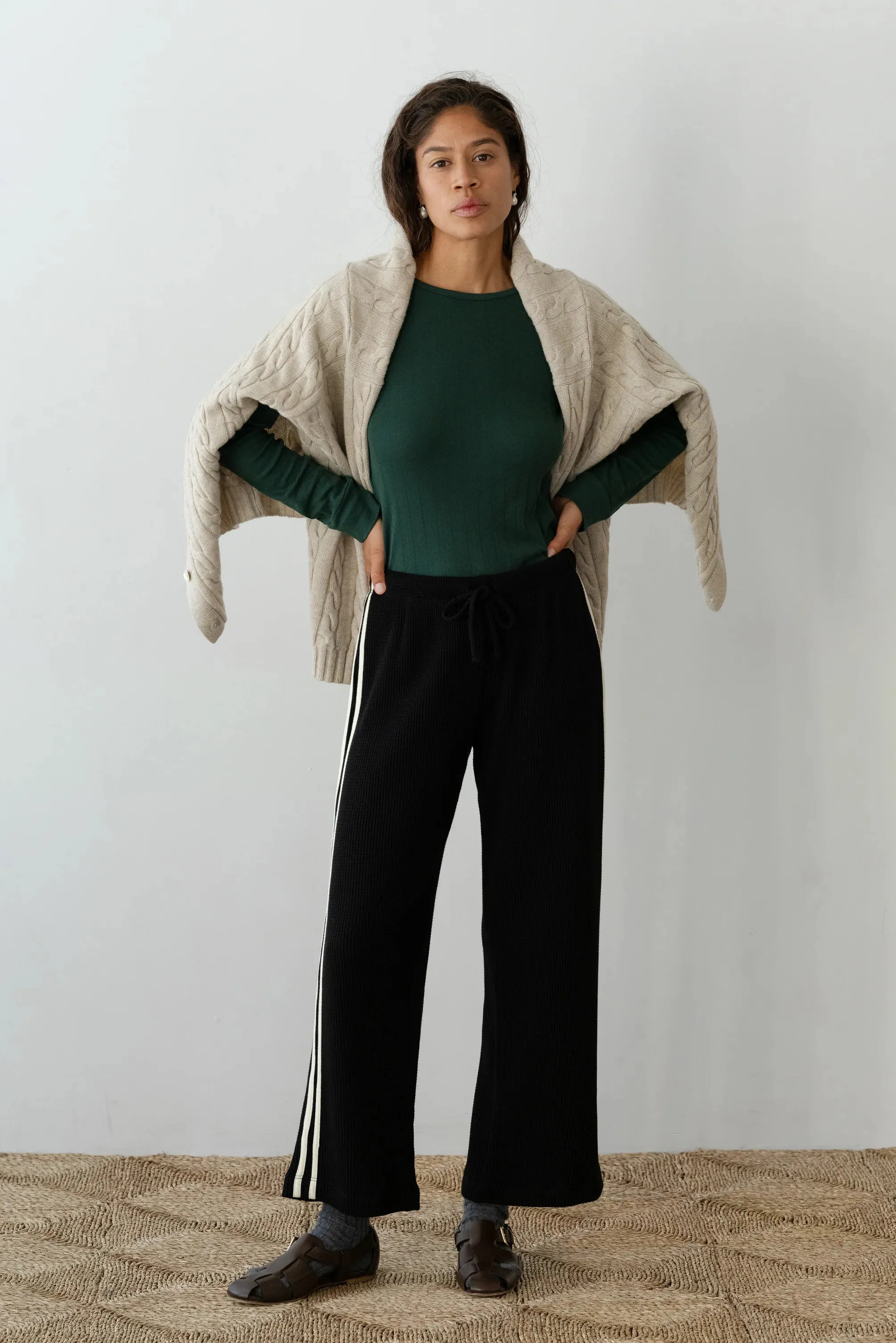 Donni The Linen Stripe Crop Racer Pant
