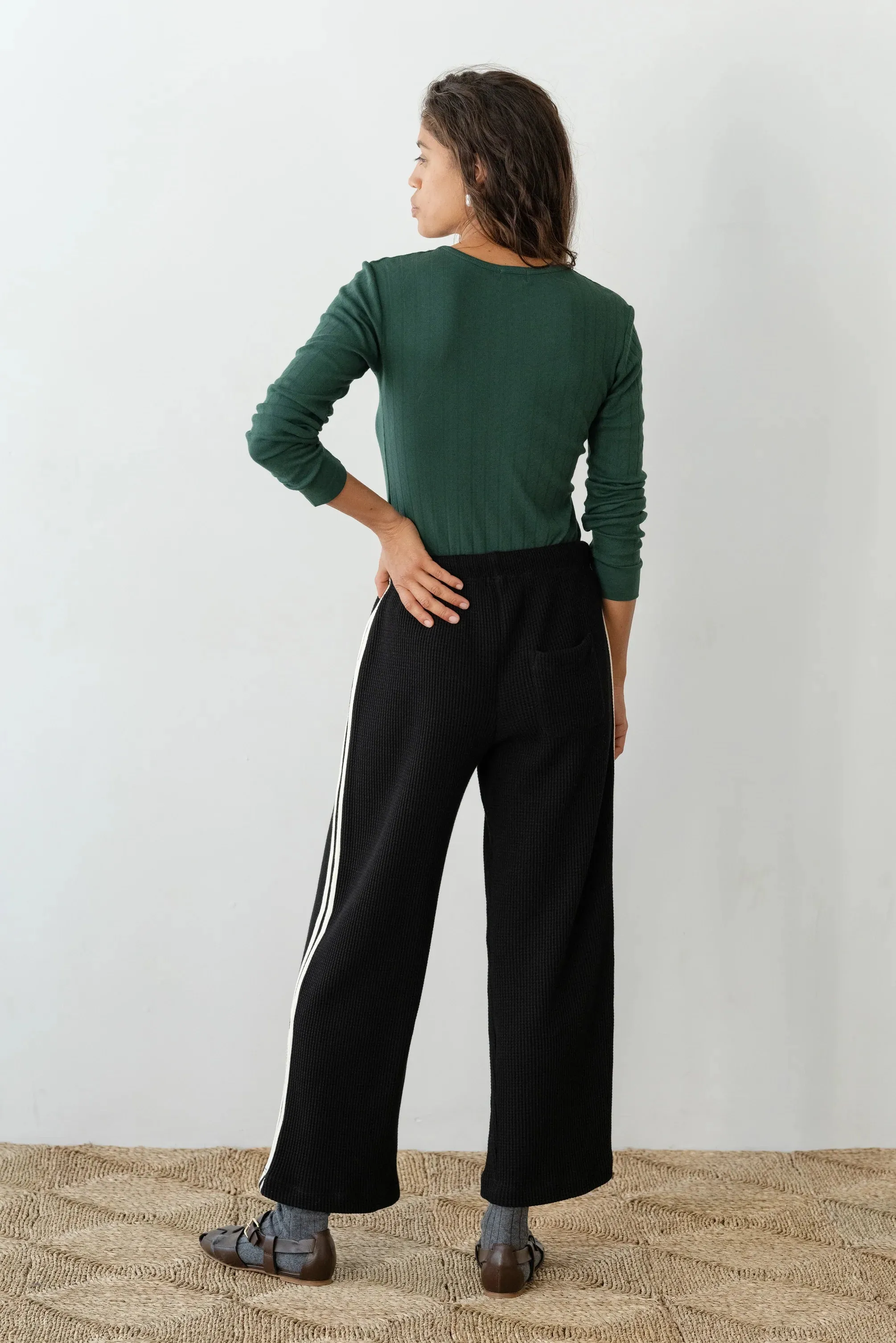 Donni The Linen Stripe Crop Racer Pant