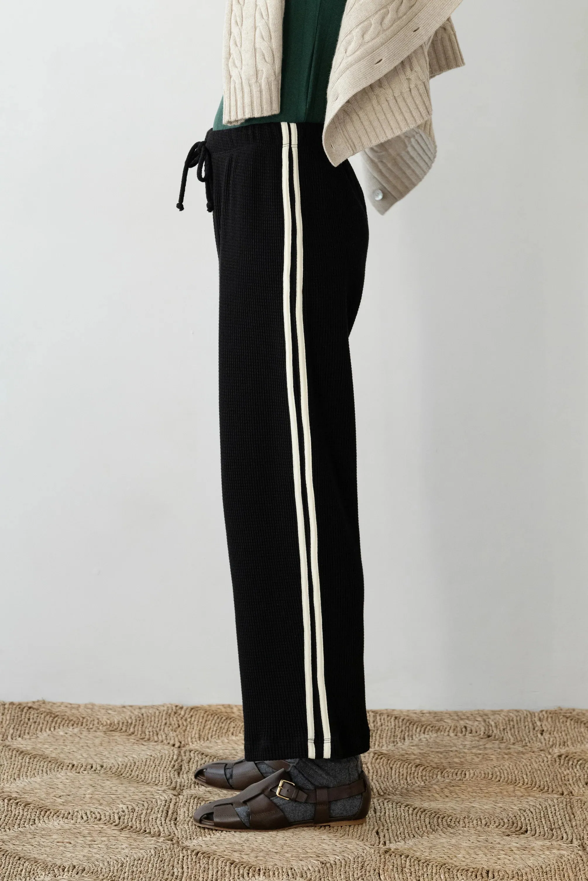 Donni The Linen Stripe Crop Racer Pant