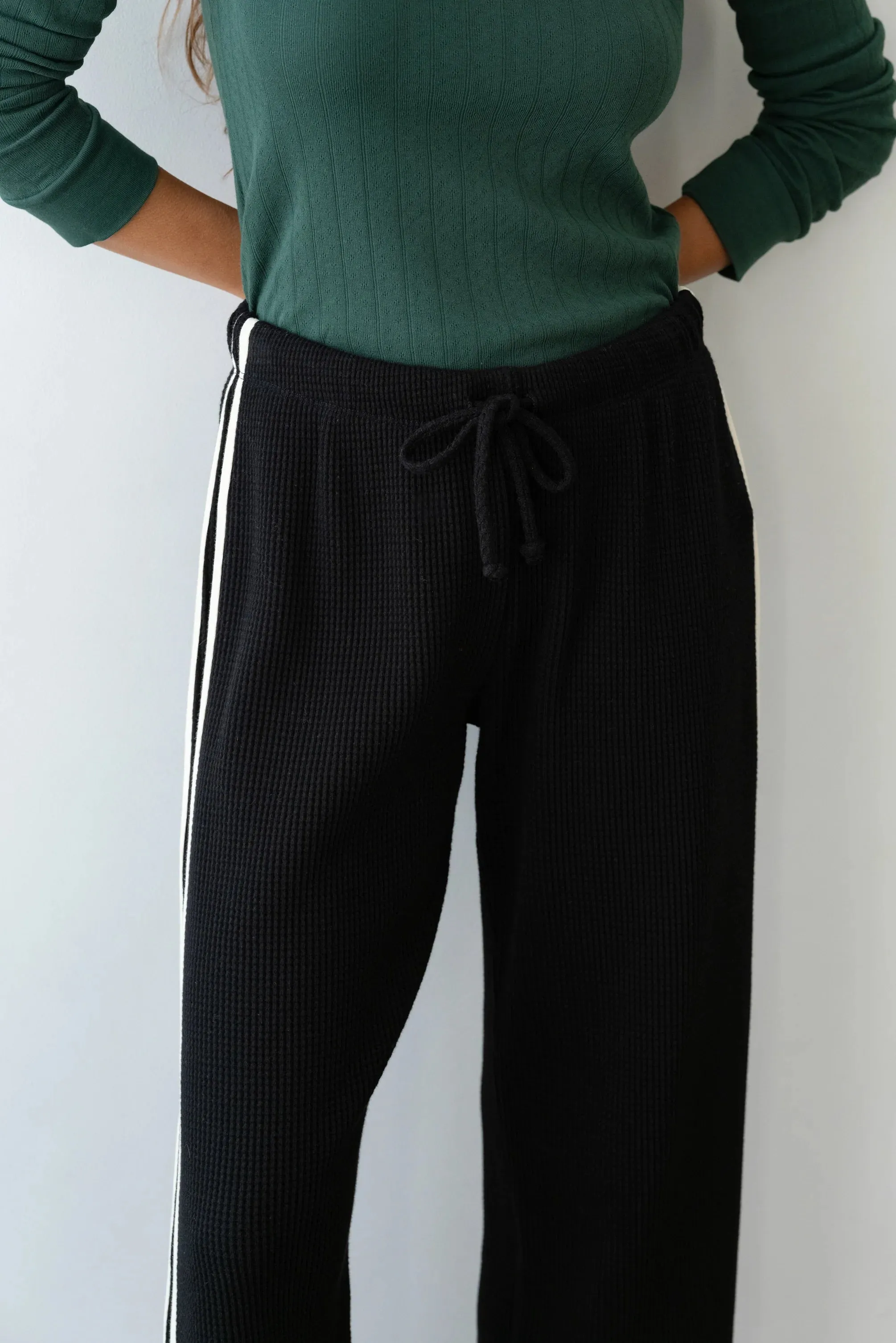 Donni The Linen Stripe Crop Racer Pant