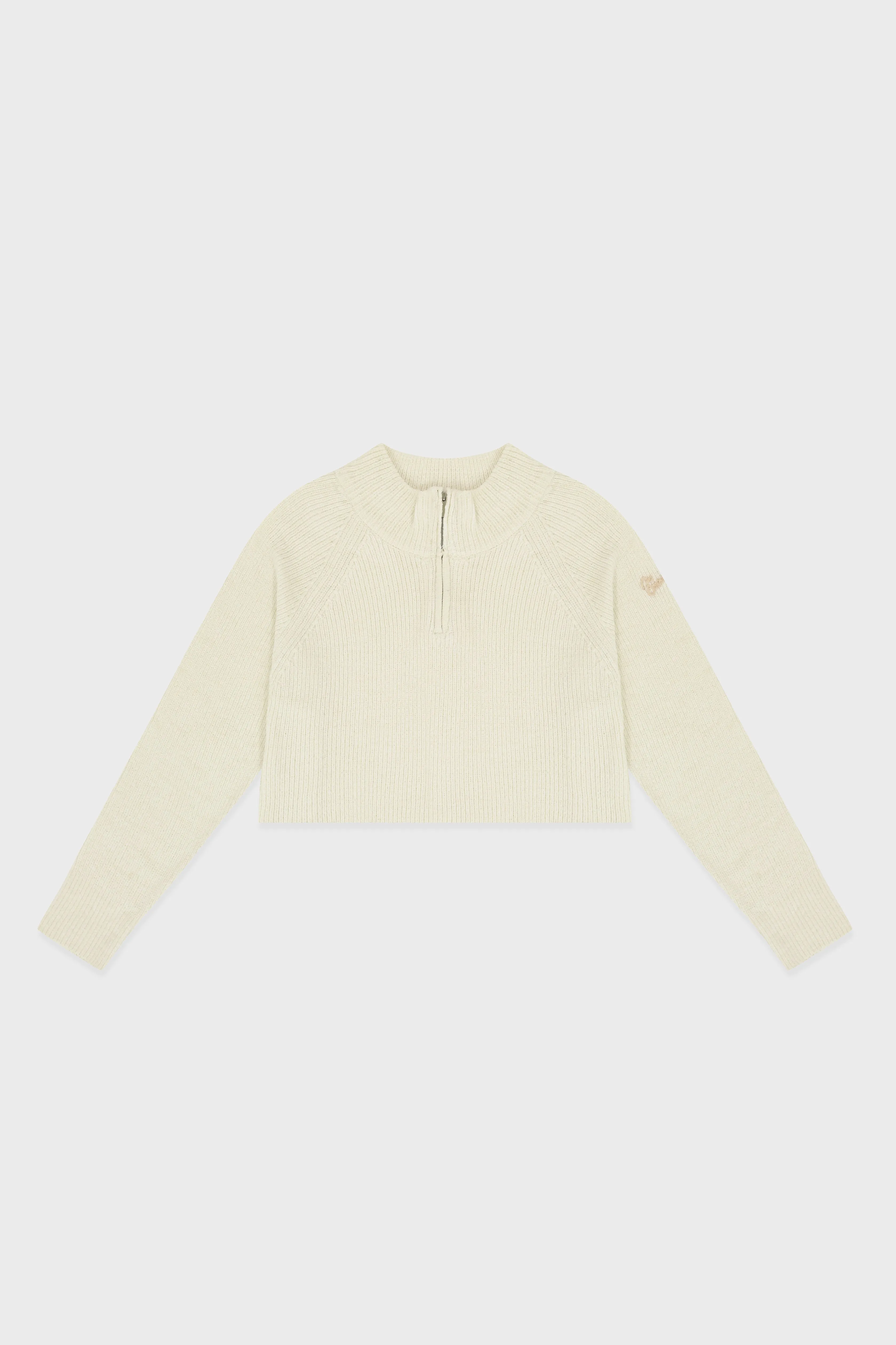 ENVT Cropped Half Zip-Up Knit Top