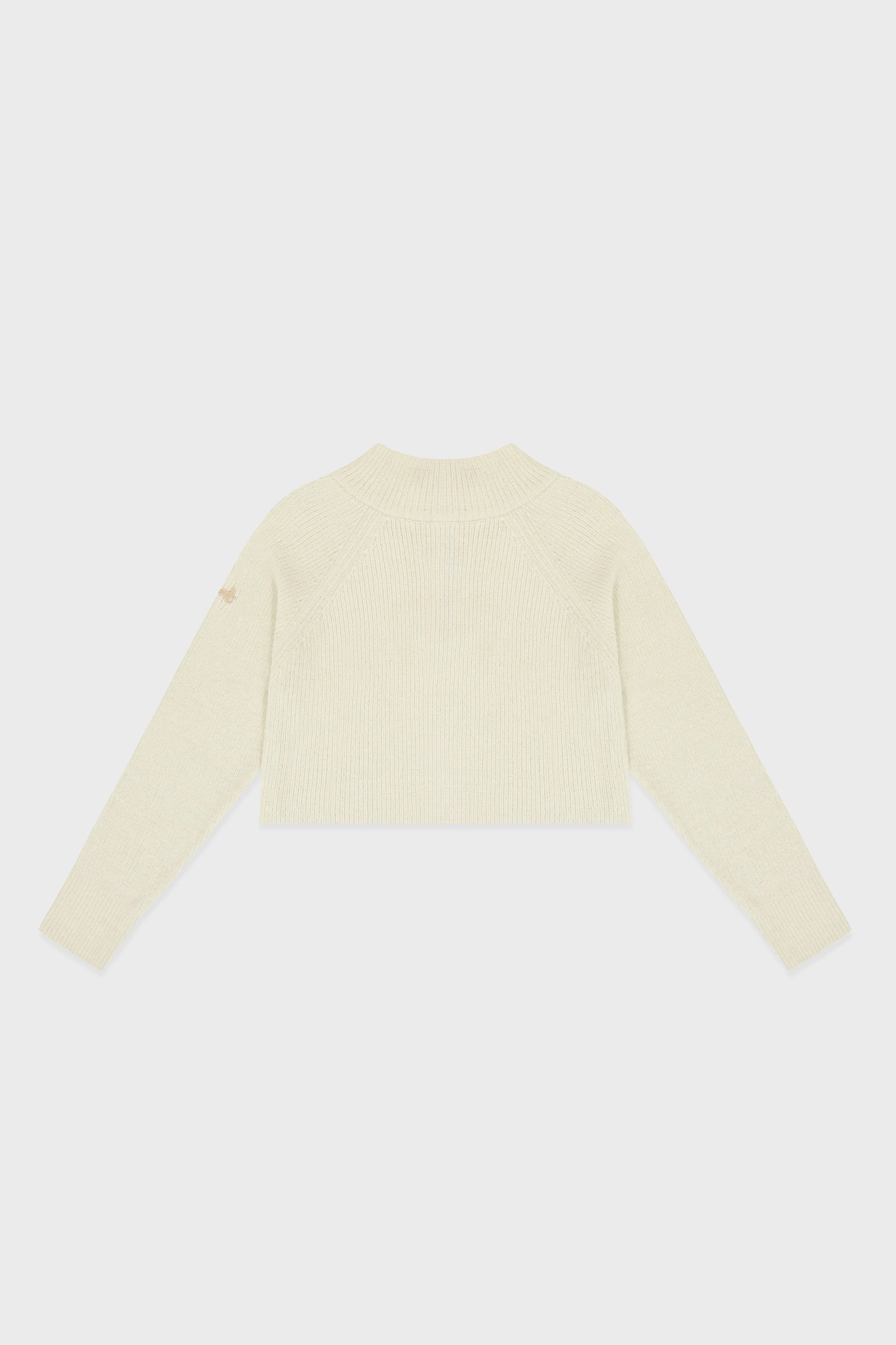 ENVT Cropped Half Zip-Up Knit Top