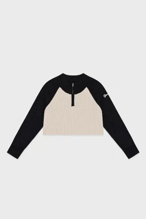 ENVT Cropped Half Zip-Up Knit Top